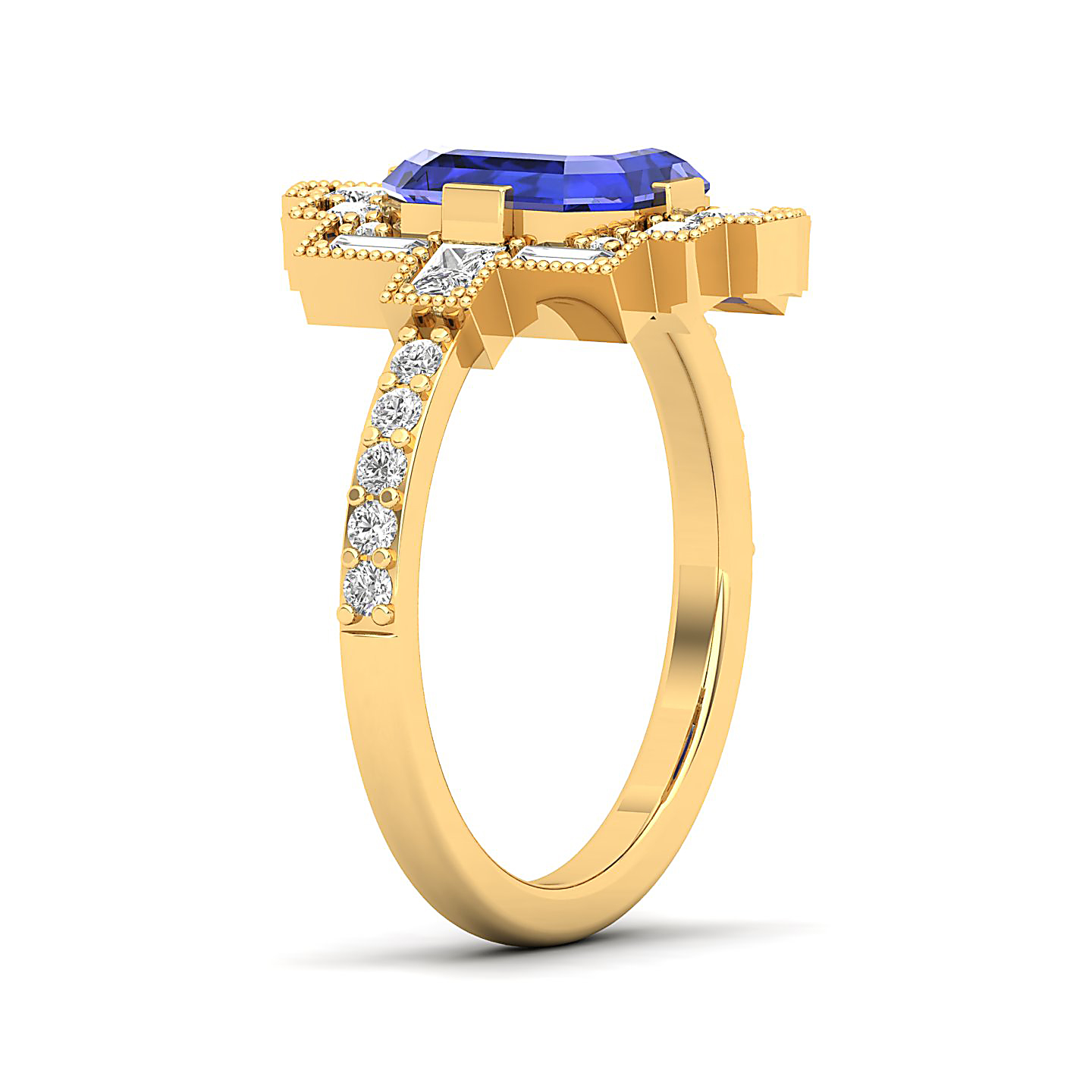 Cultured Art deco Tanzanite ring