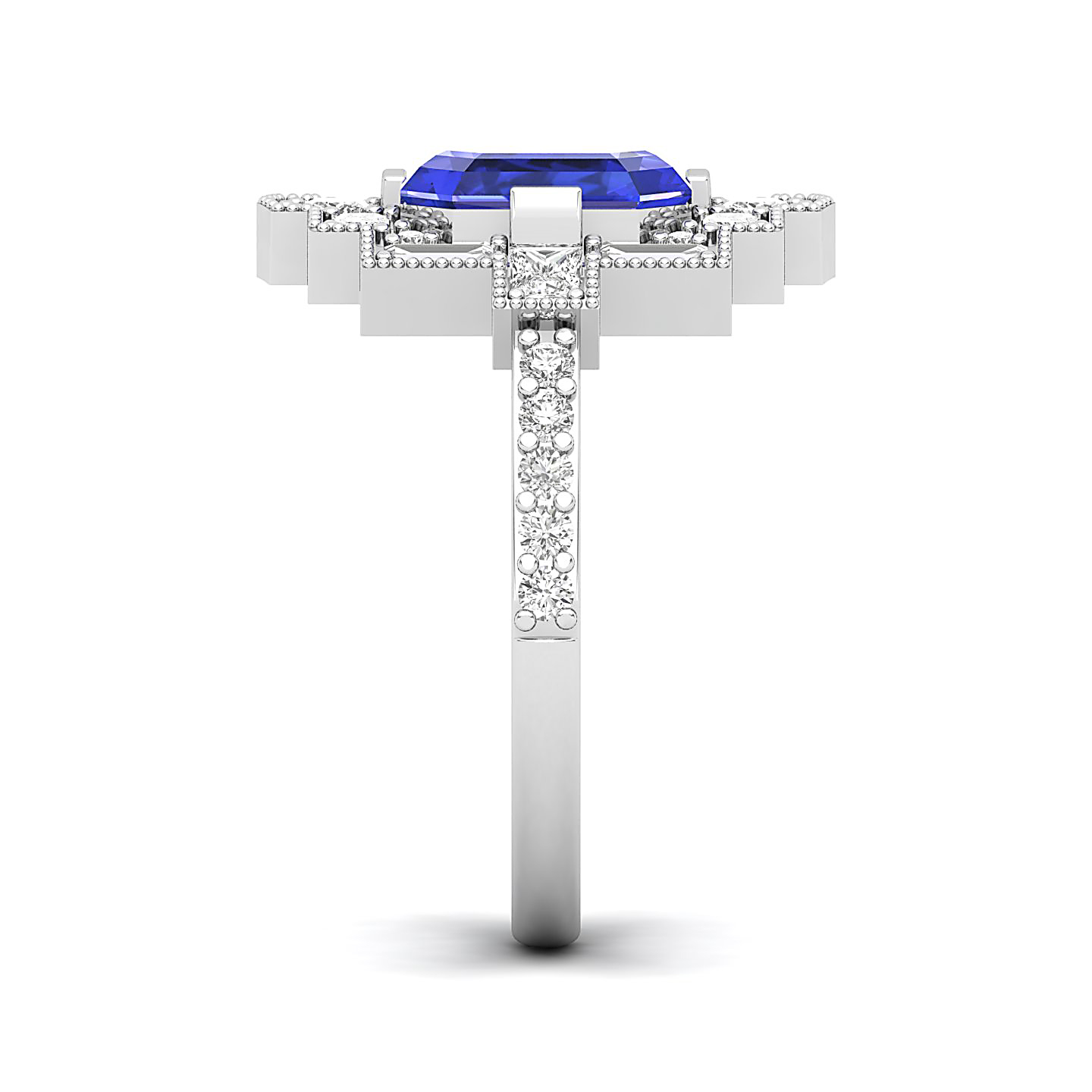 Cultured Art deco Tanzanite ring