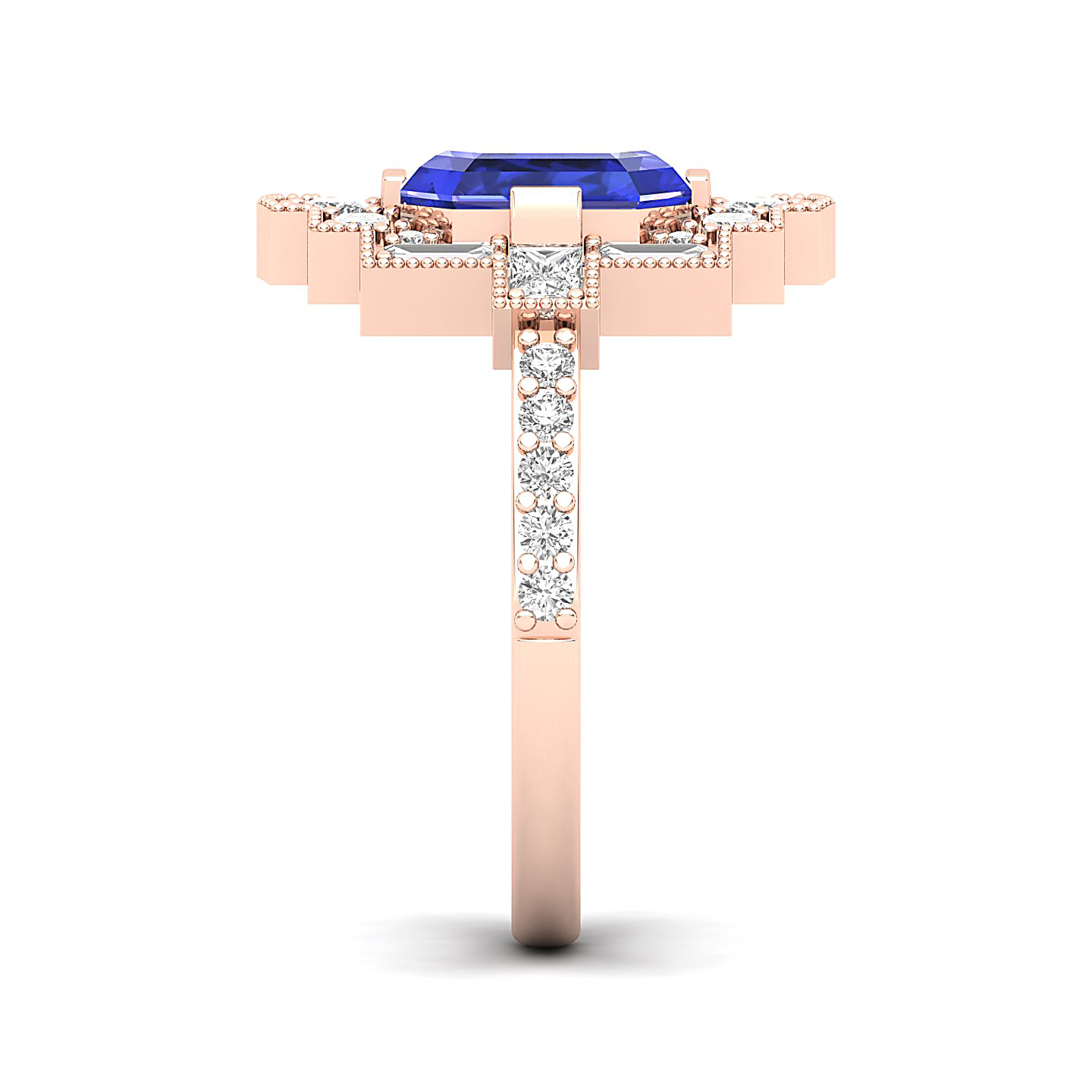 Cultured Art deco Tanzanite ring