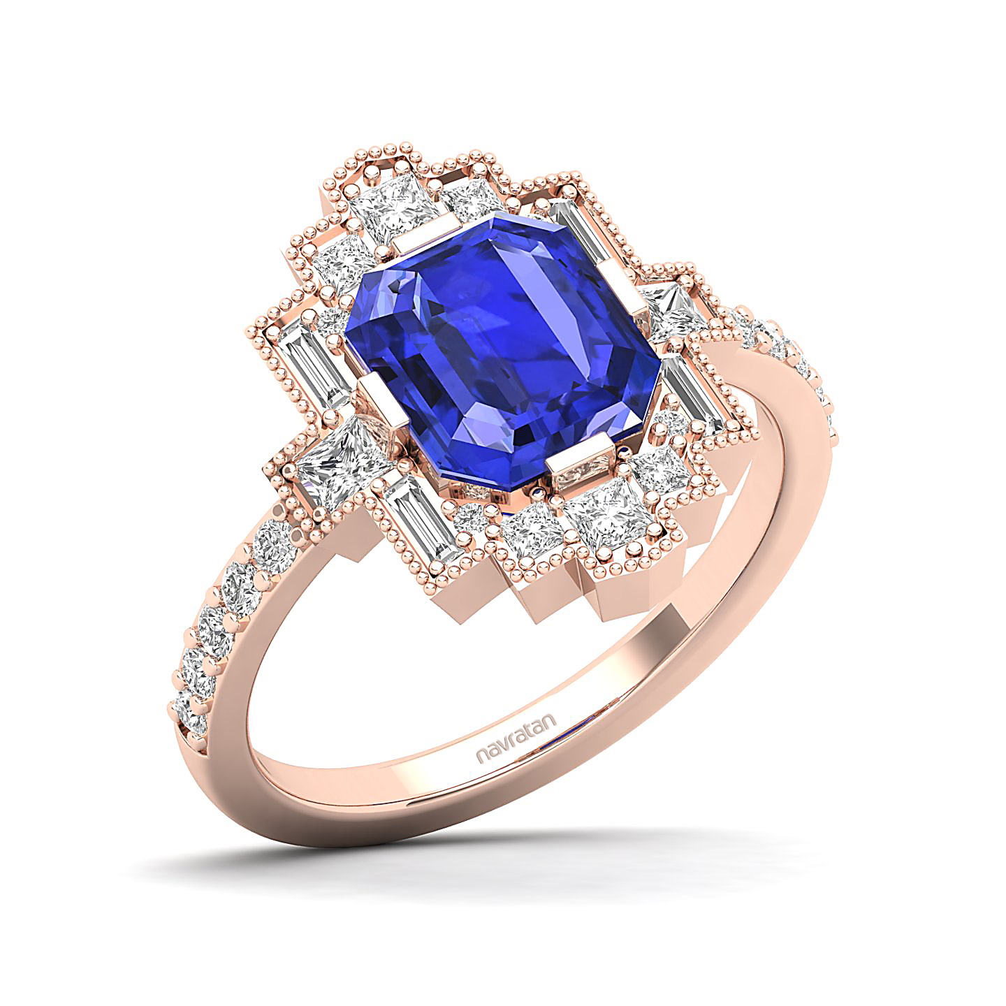 Cultured Art deco Tanzanite ring