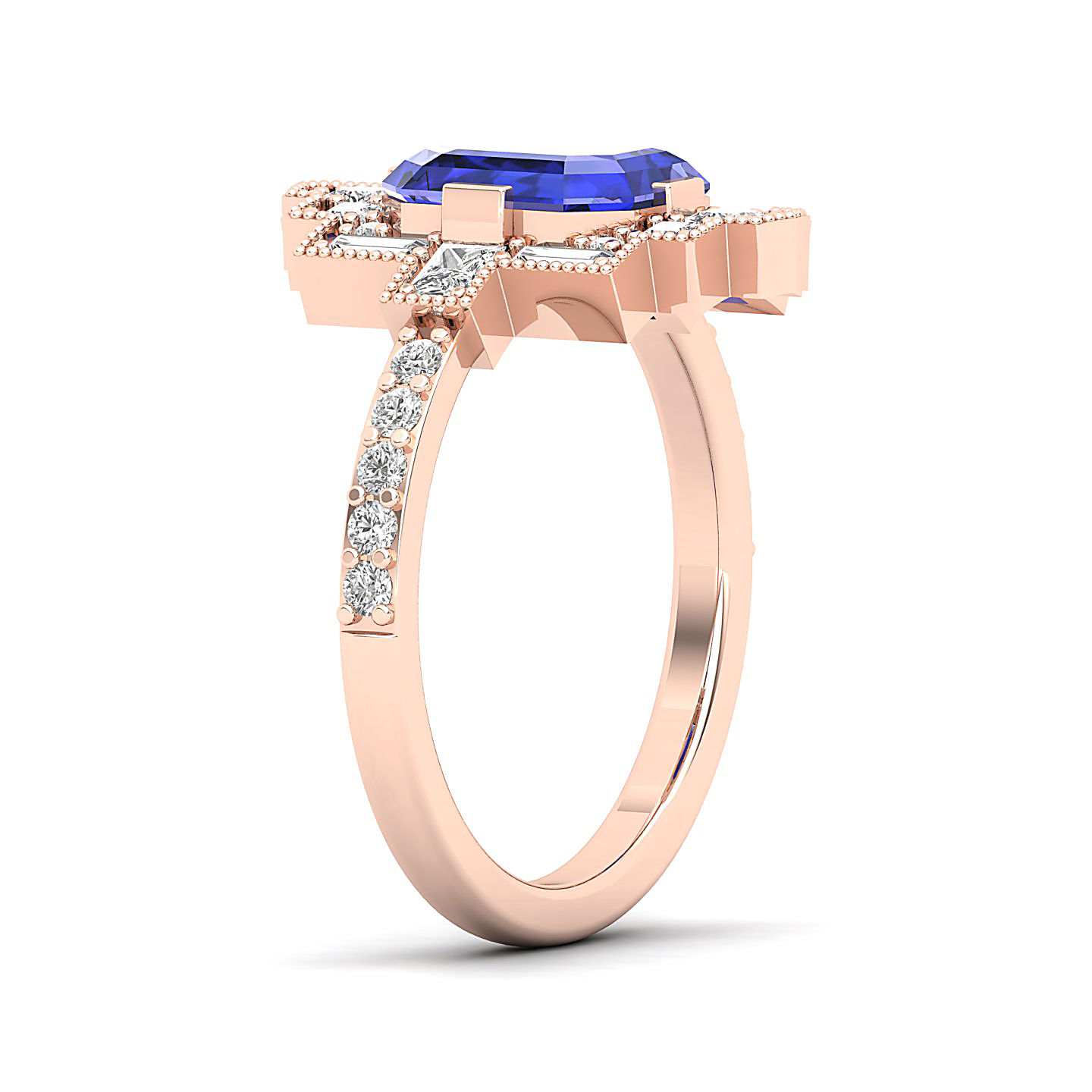Cultured Art deco Tanzanite ring