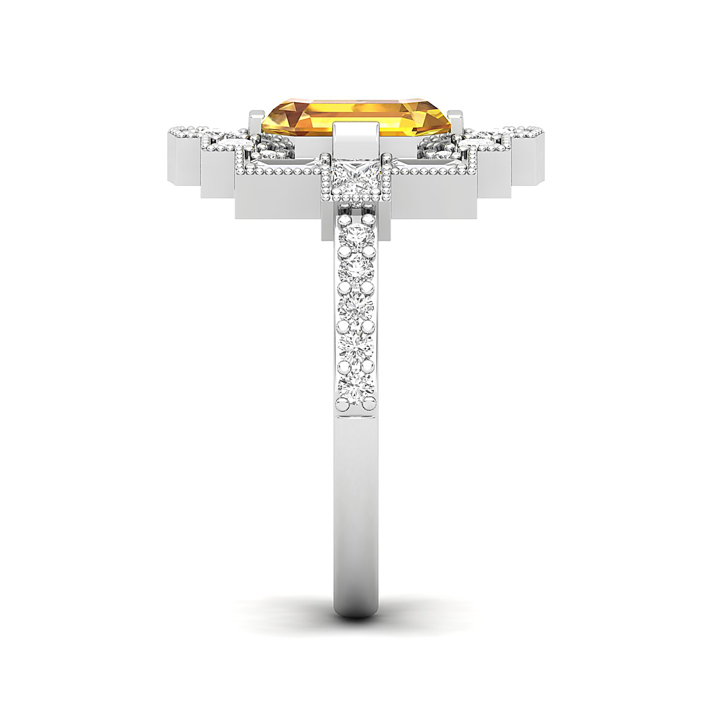 Cultured Art deco Yellow Sapphire Ring