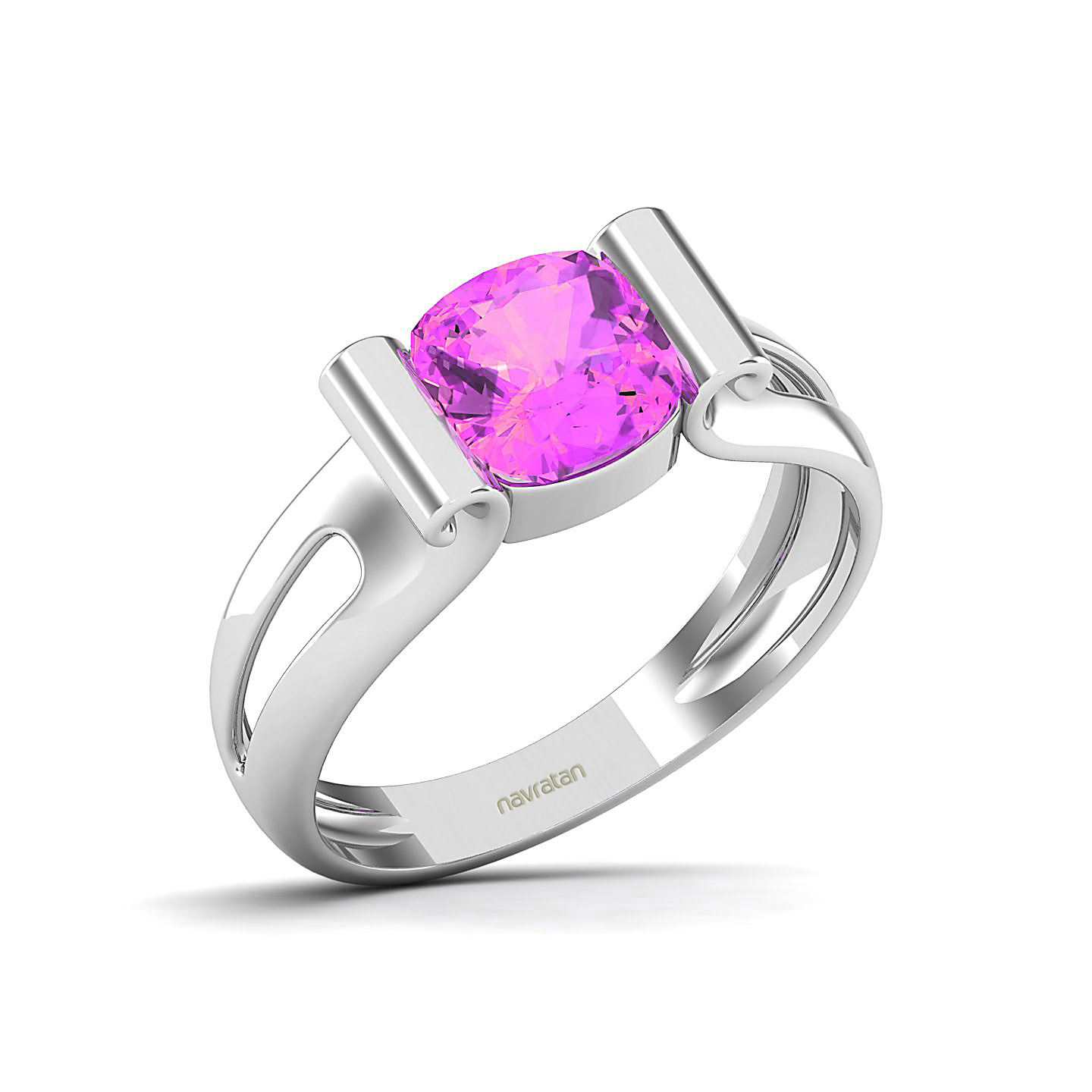 Curved Shank Pink Sapphire Ring