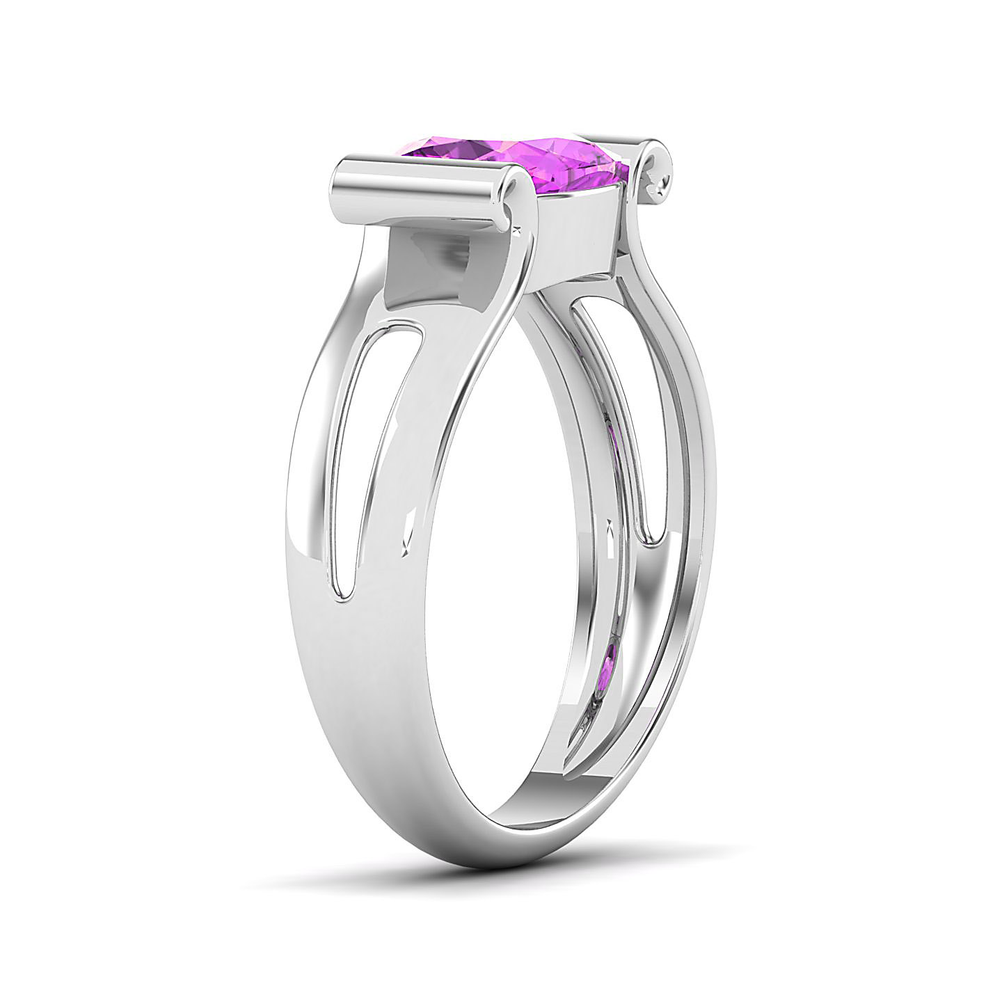 Curved Shank Pink Sapphire Ring