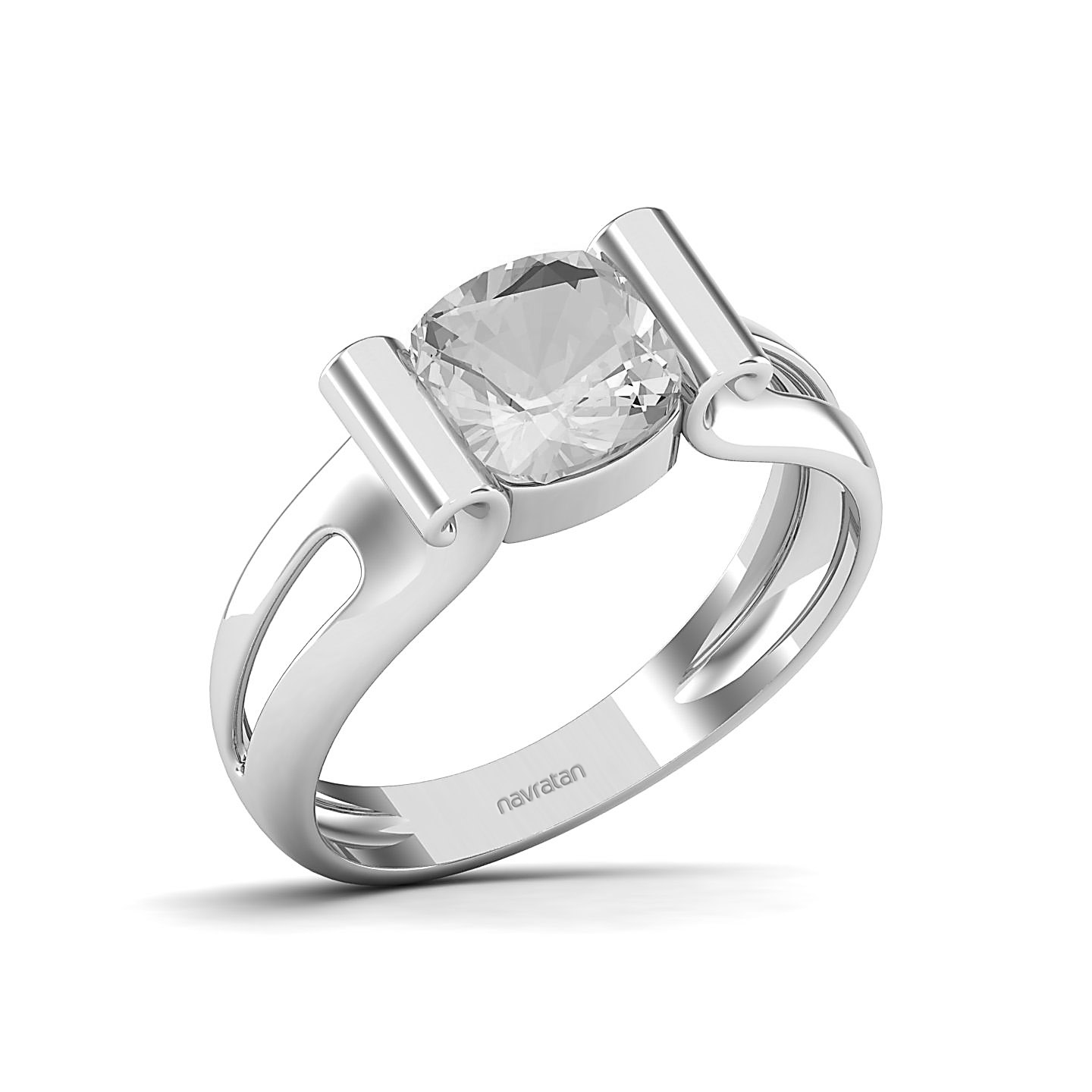 Curved Shank White Sapphire Ring