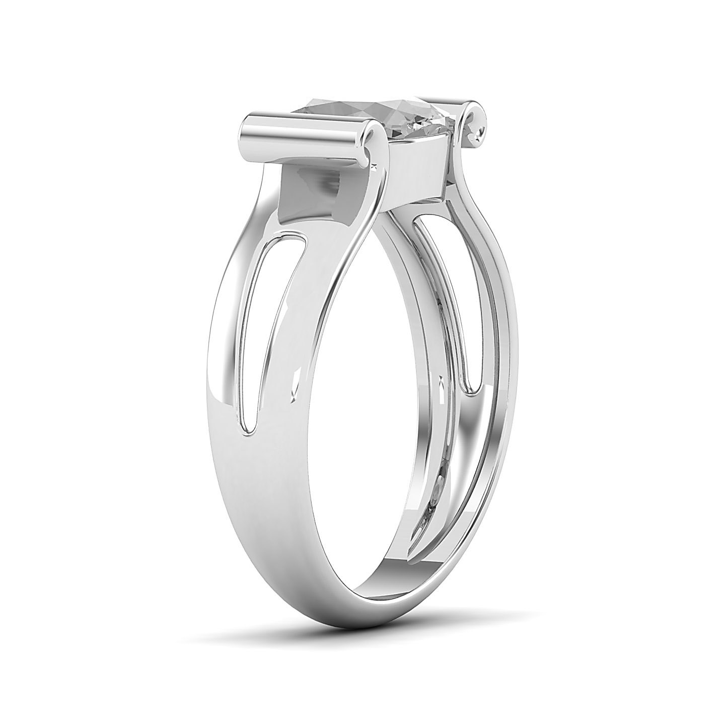 Curved Shank White Sapphire Ring