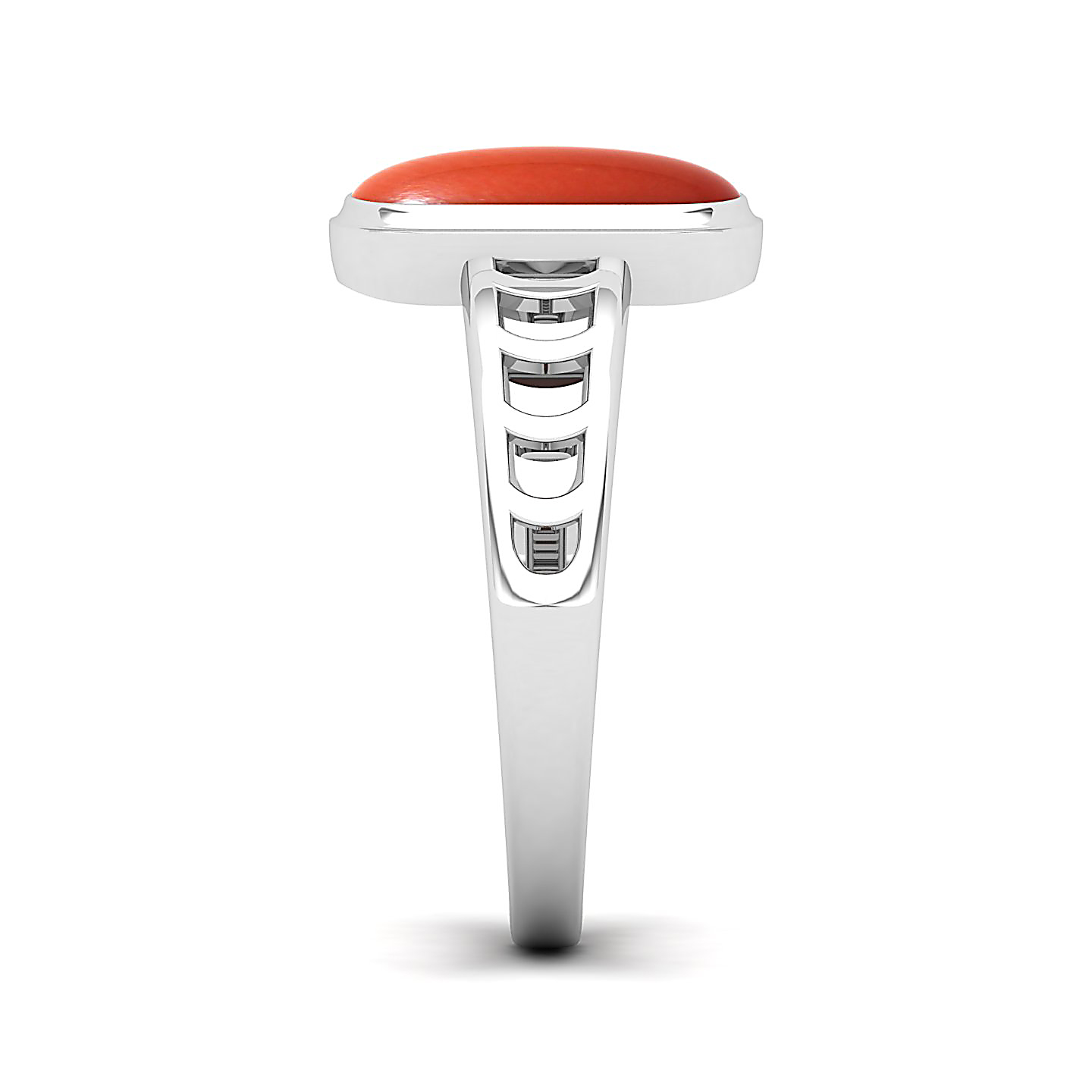 Cynosure of geometical design Red Coral ring