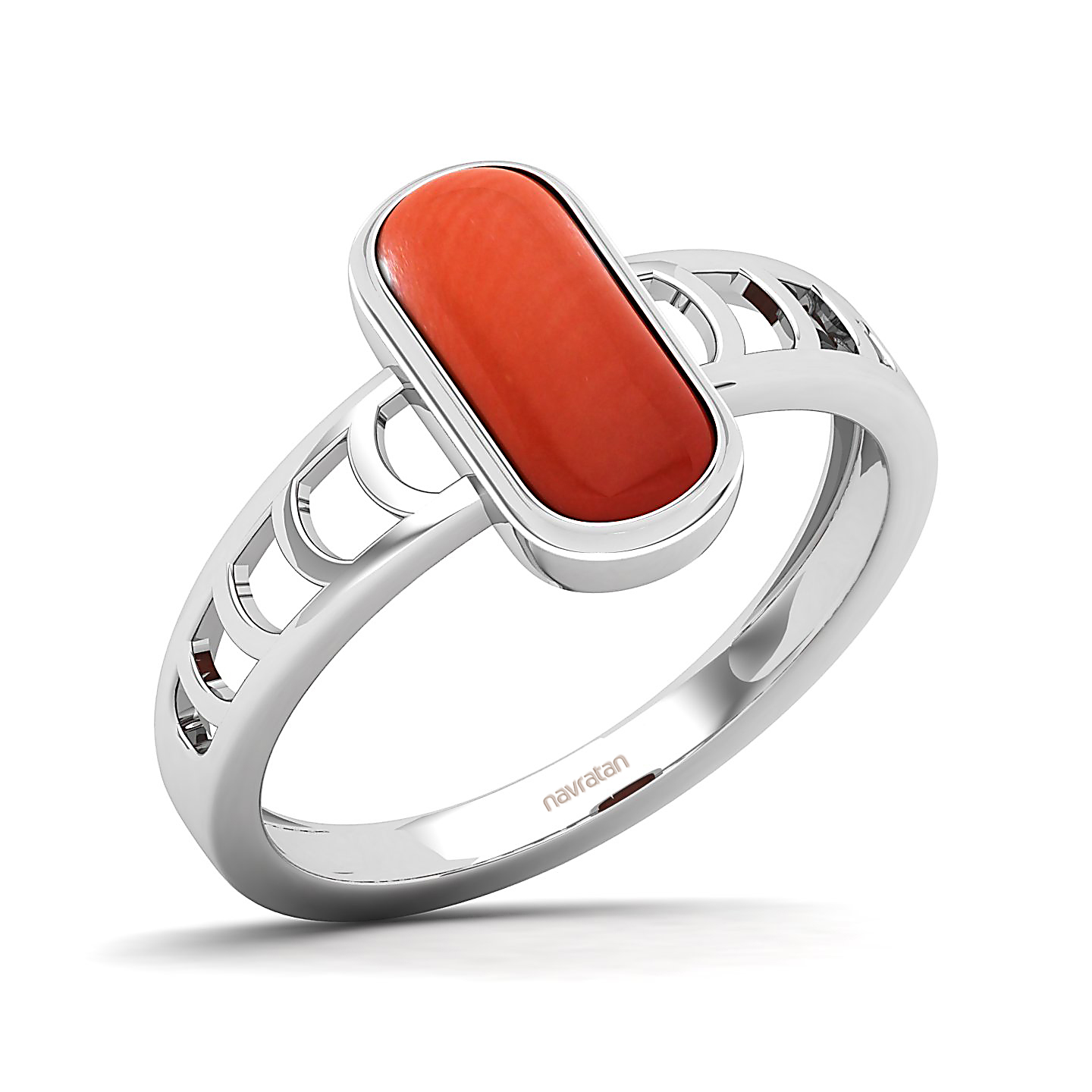 Cynosure of geometical design Red Coral ring