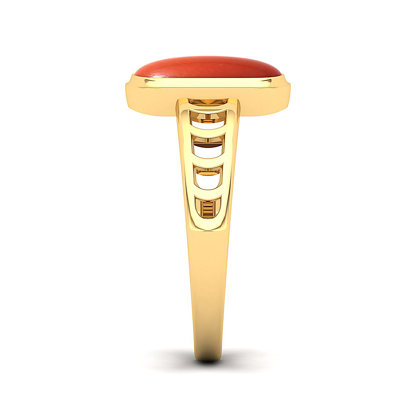 Cynosure of geometical design Red Coral ring