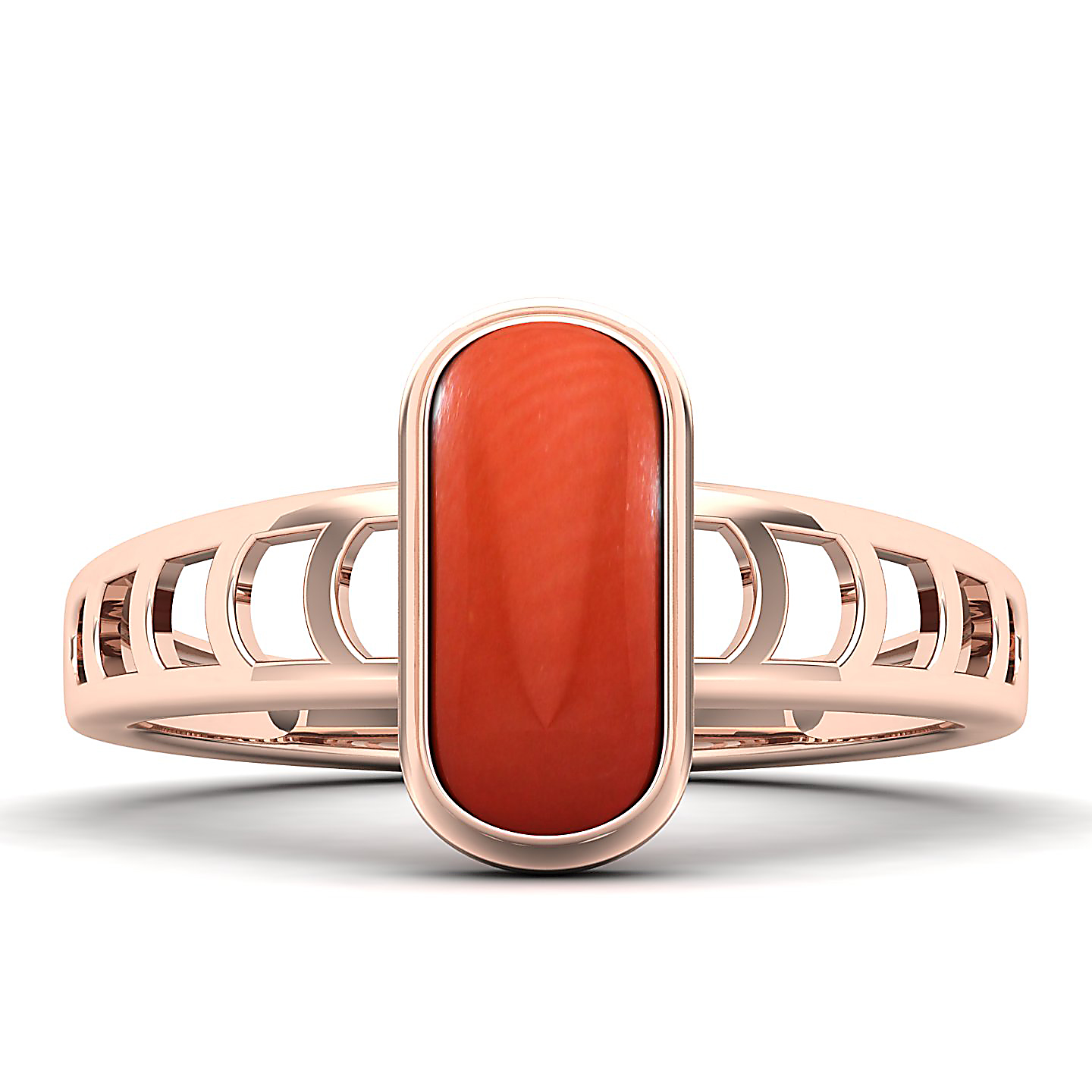 Cynosure of geometical design Red Coral ring