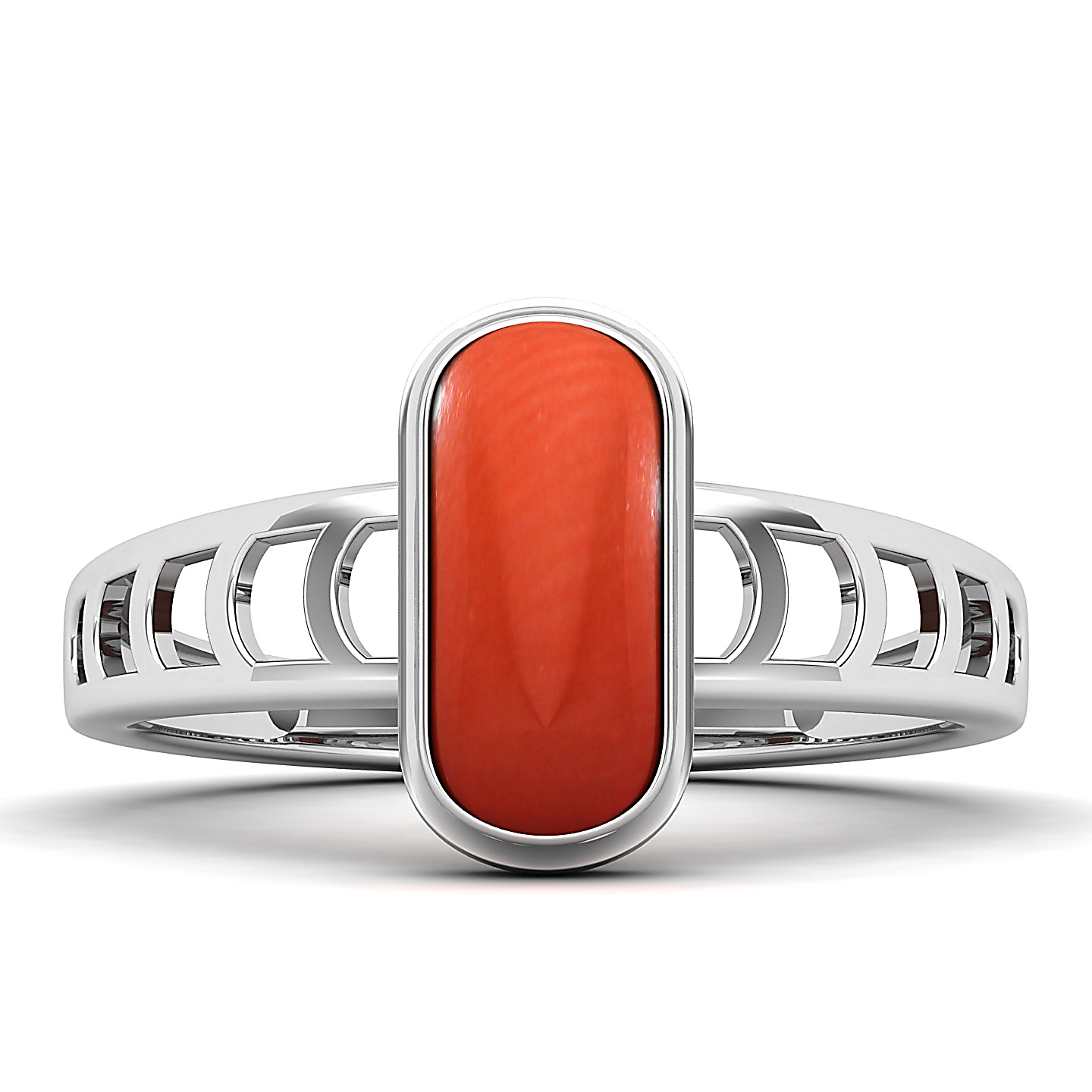 Cynosure of geometical design Red Coral ring