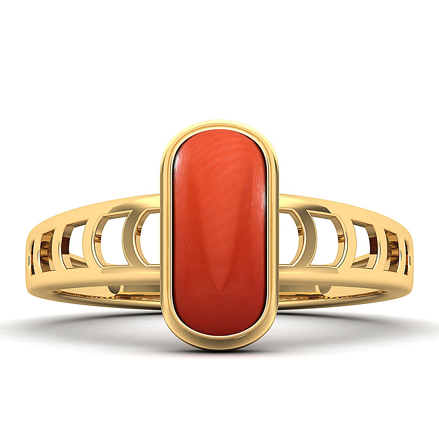Cynosure of geometical design Red Coral ring