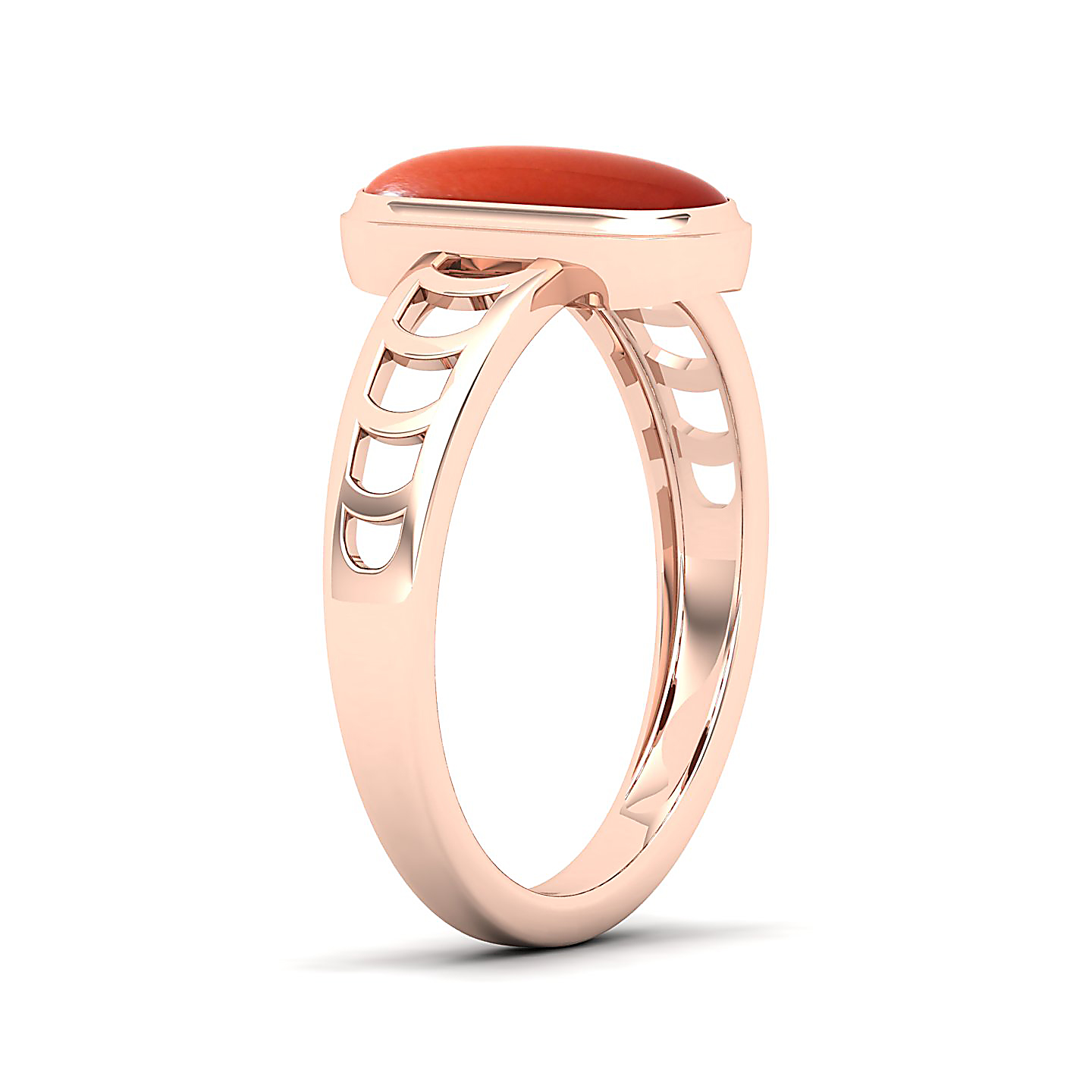 Cynosure of geometical design Red Coral ring