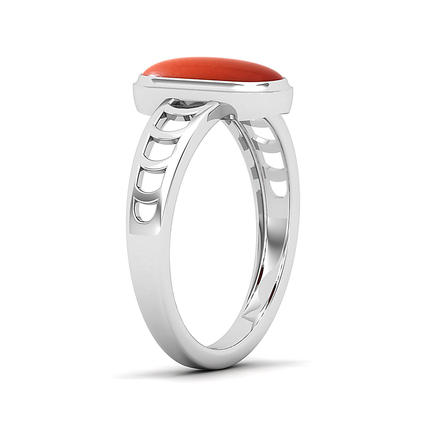 Cynosure of geometical design Red Coral ring