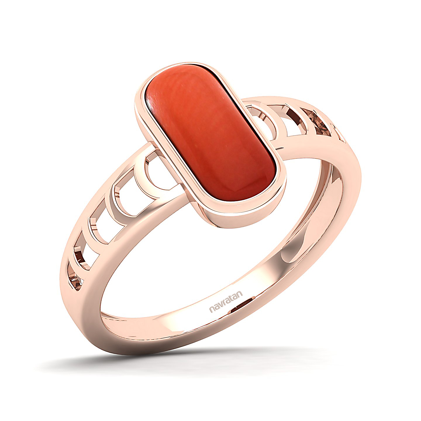 Cynosure of geometical design Red Coral ring