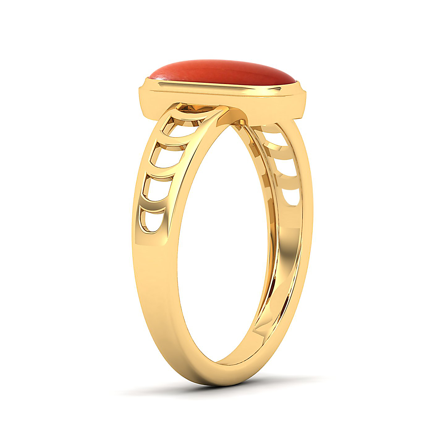 Cynosure of geometical design Red Coral ring