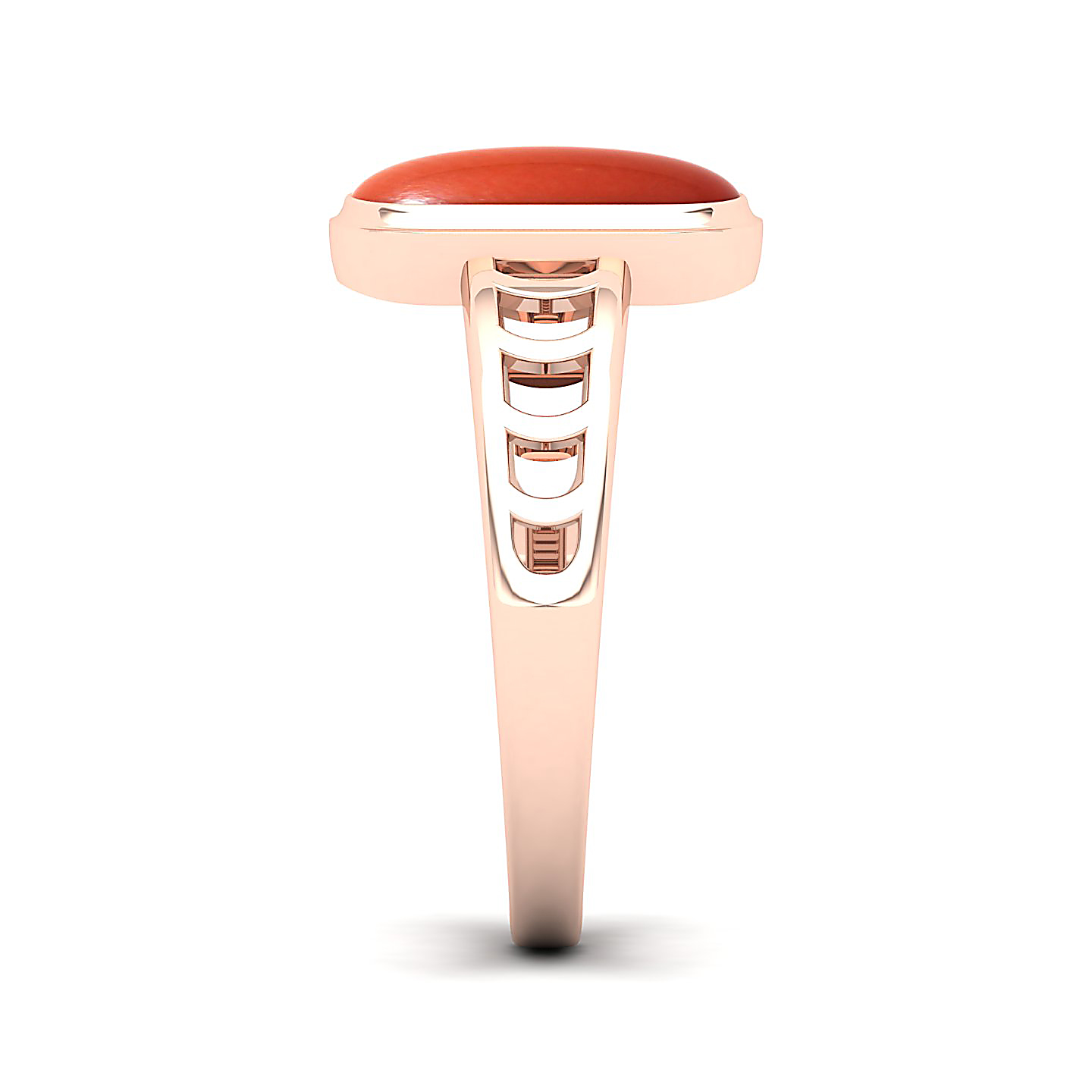 Cynosure of geometical design Red Coral ring