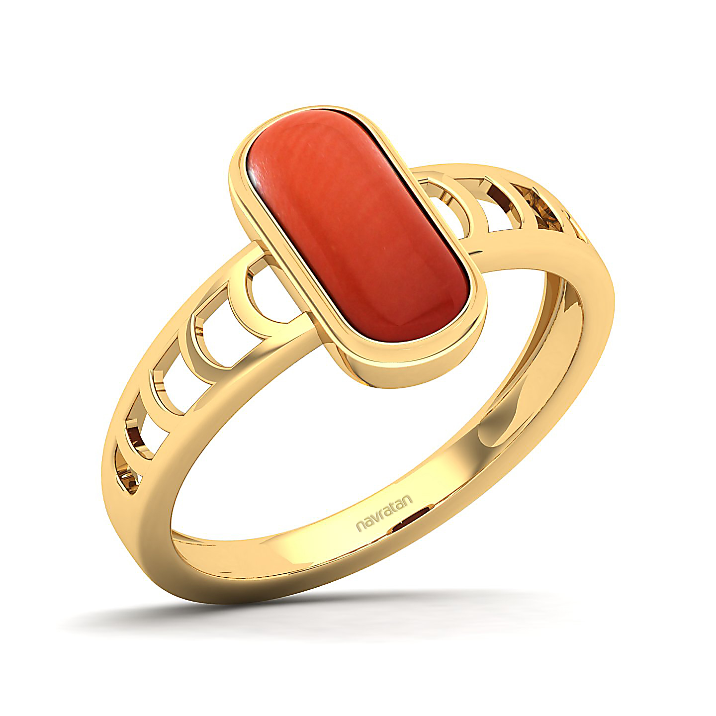 Cynosure of geometical design Red Coral ring