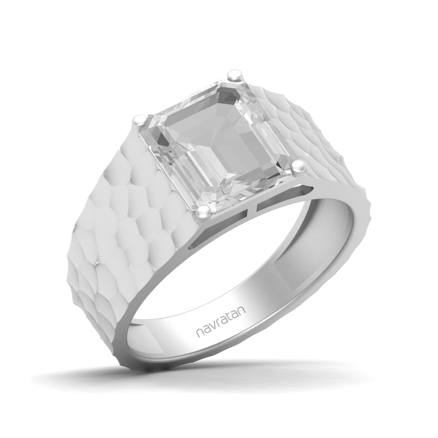 Designer Shank White Sapphire Solitaire Ring