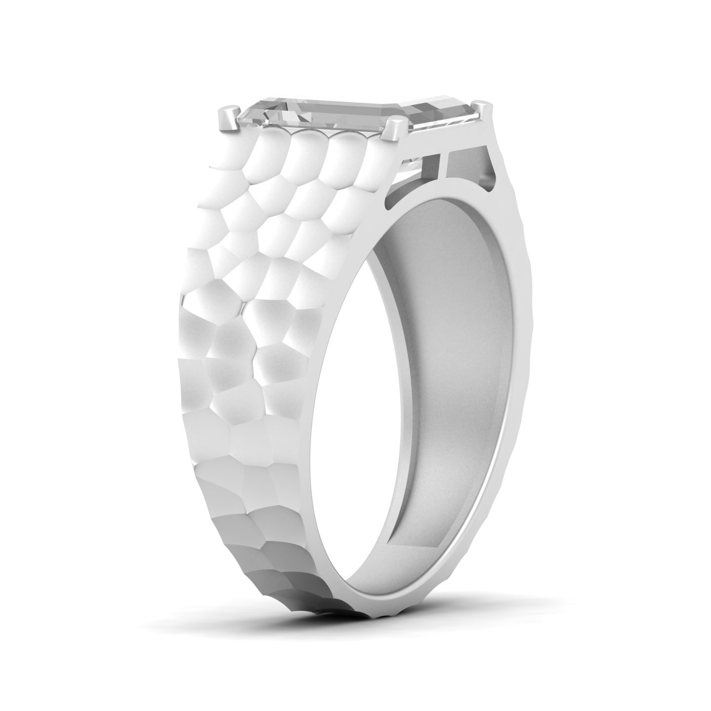 Designer Shank White Sapphire Solitaire Ring