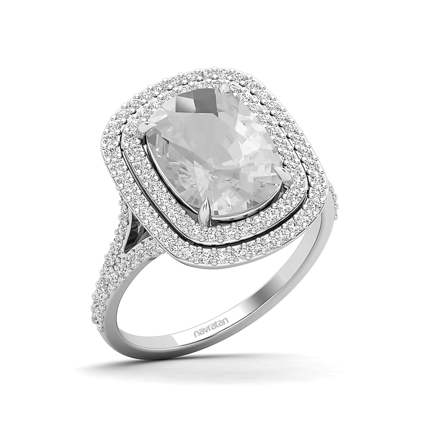Dreamscape Double Halo White Sapphire Ring