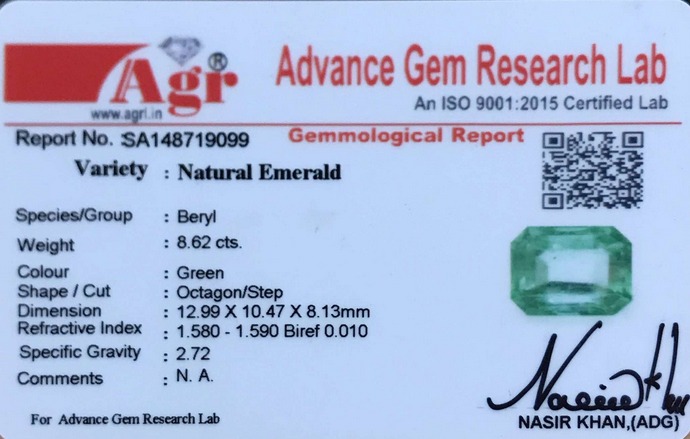 Emerald Colombia - 8.62 Carat