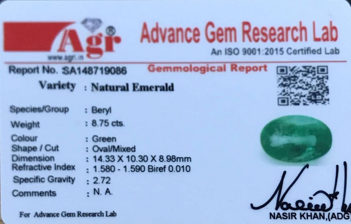 Emerald Colombia - 8.75 Carat