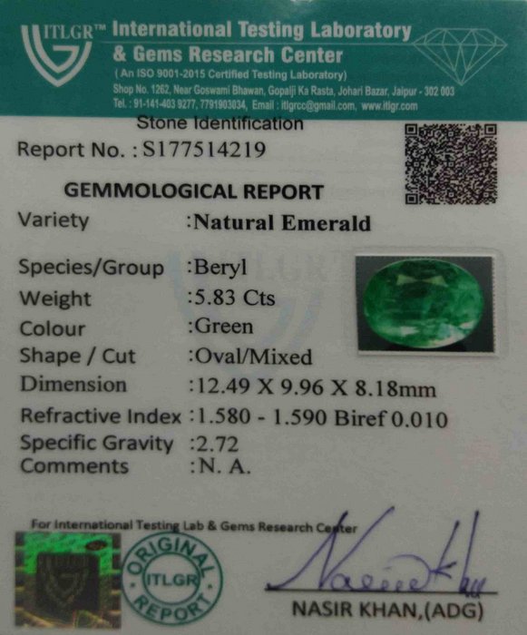 Emerald Colombia - 5.83 Carat