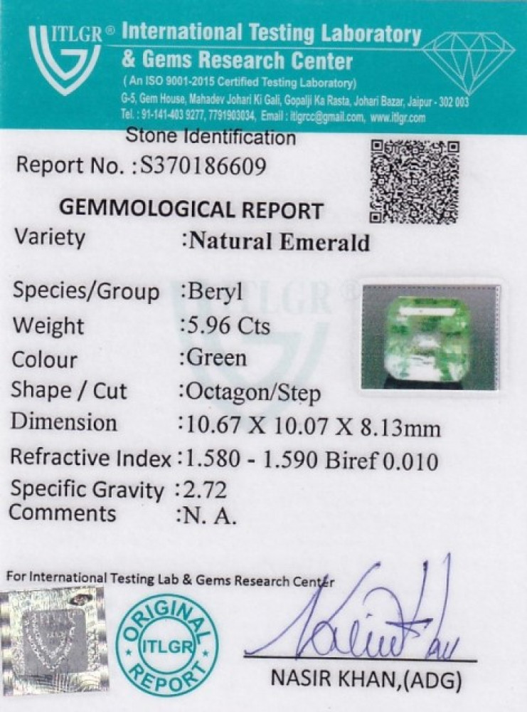 Emerald Colombia - 5.96 Carat