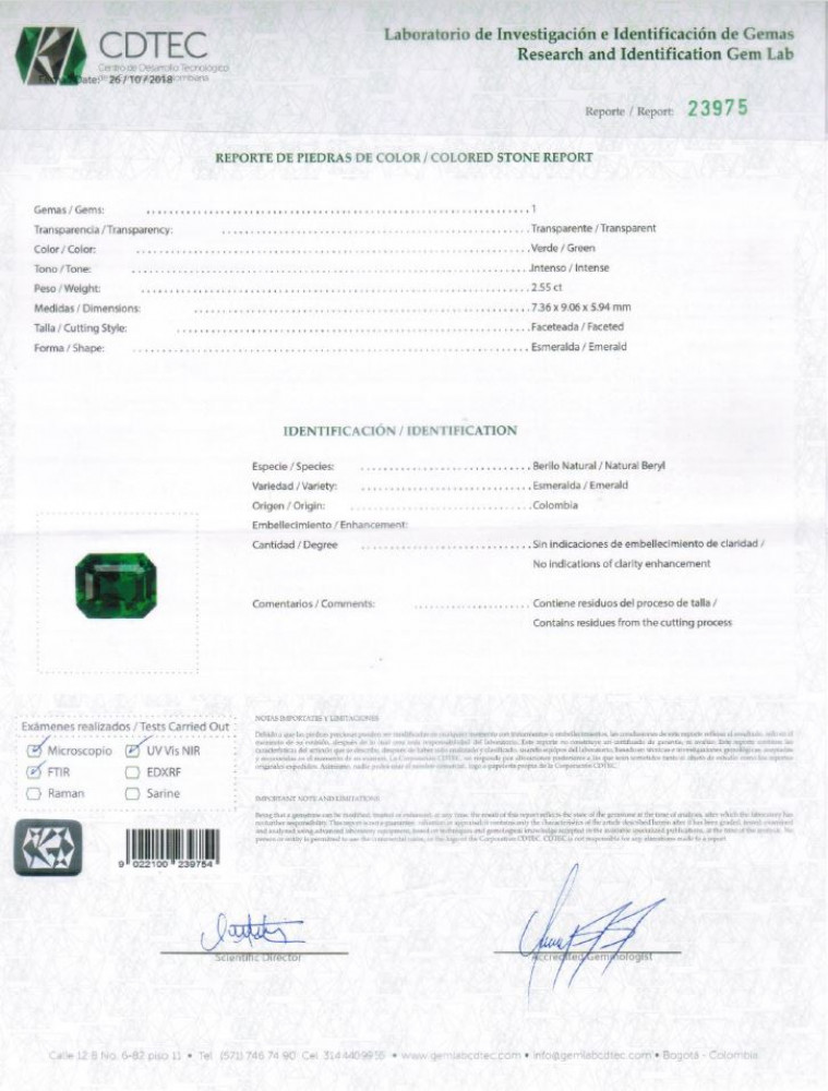 Emerald Colombia - 2.55 Carat