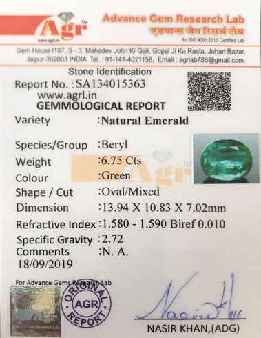 Emerald - 6.75 carat