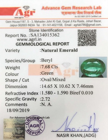 Emerald - 7.68 carat