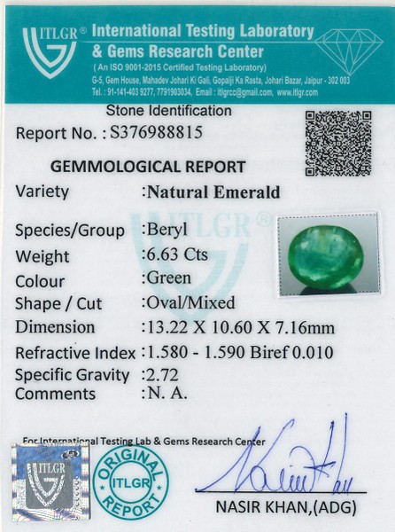 Emerald - 6.63 Carat