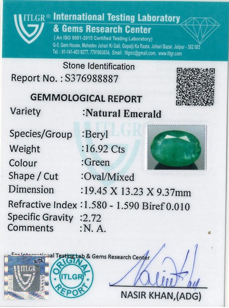 Emerald - 16.92 Carat