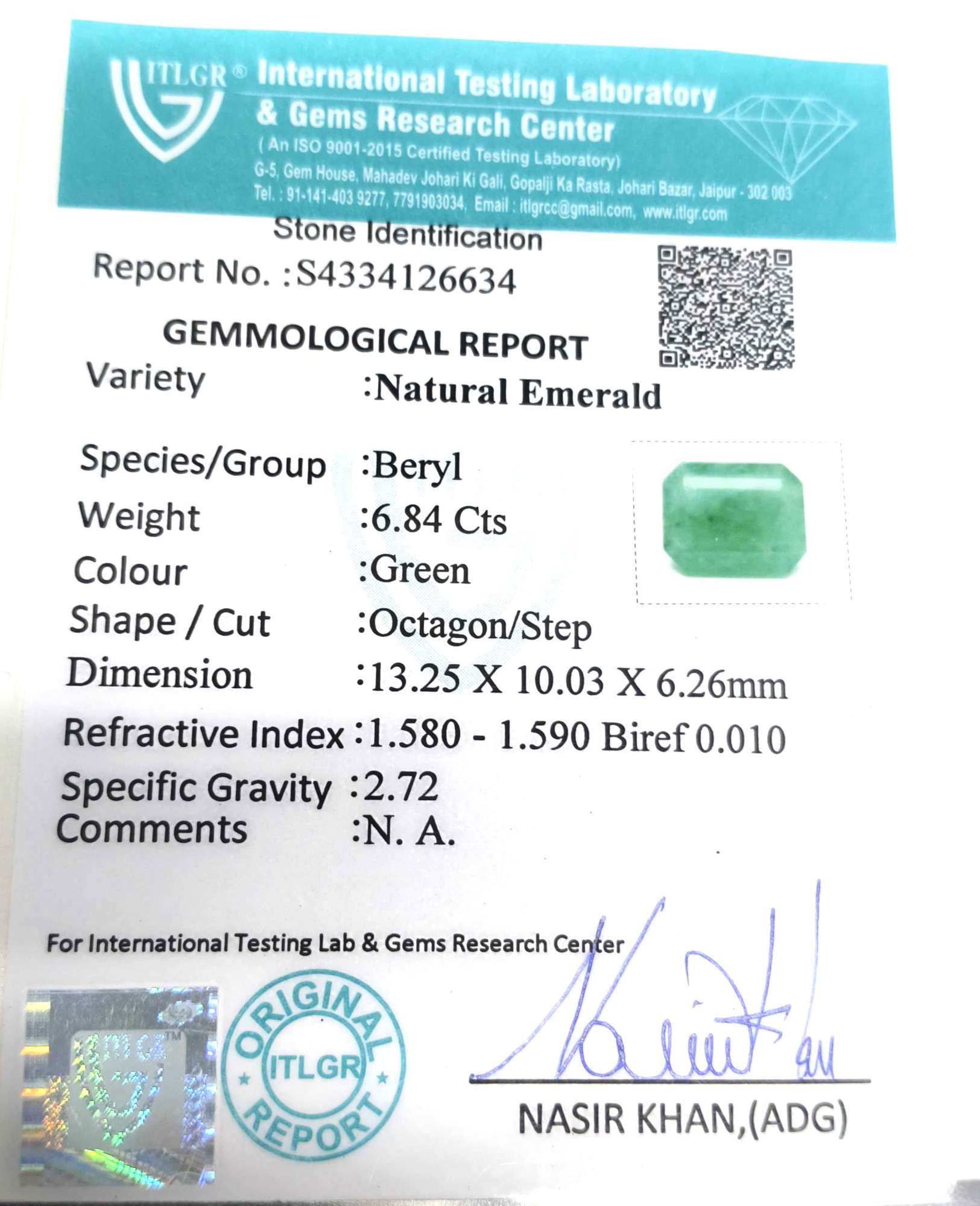 Emerald (Panna) - 6.84 Carat