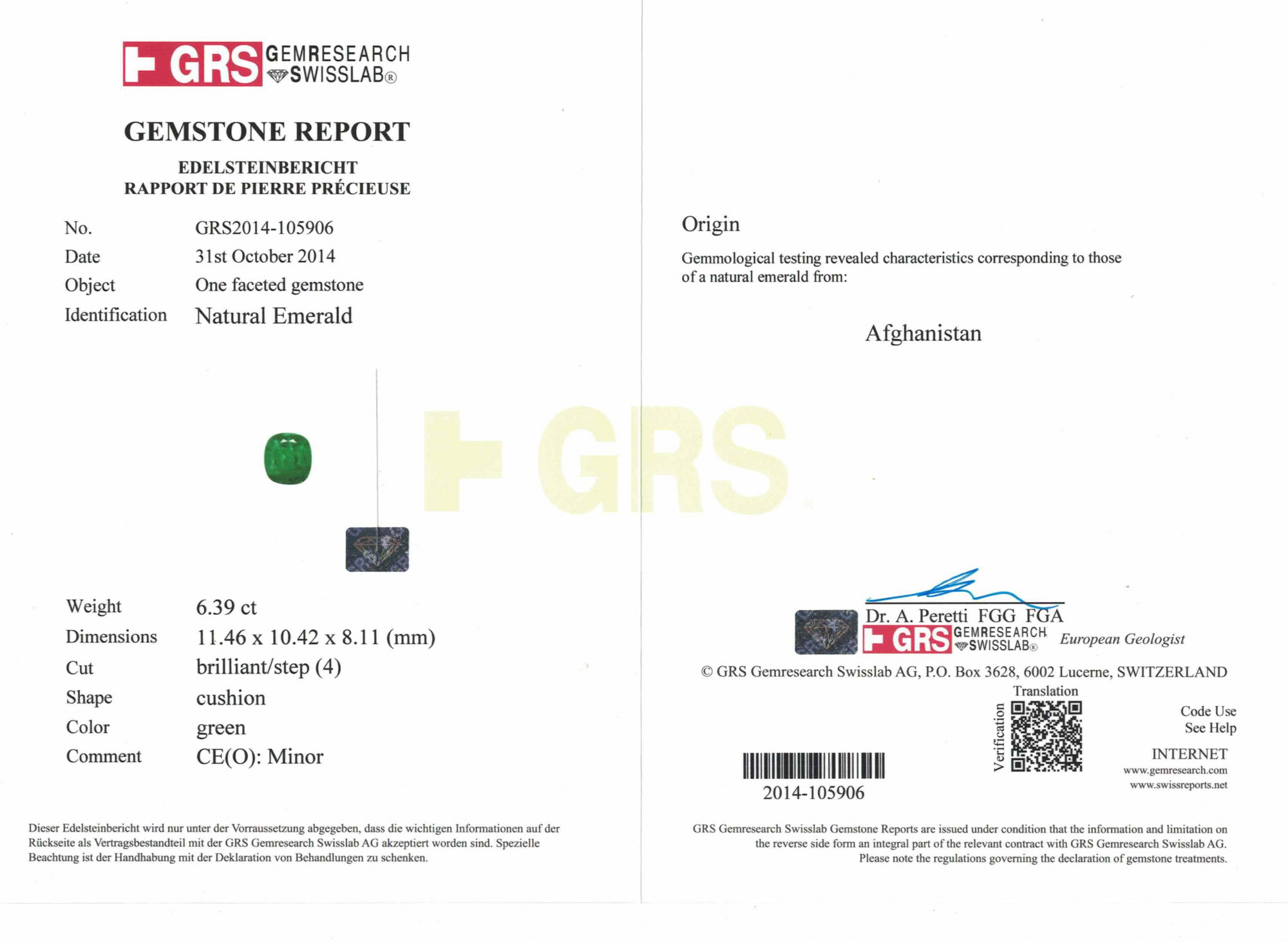 Panjshir Minor Oil Emerald - 6.39 Carat