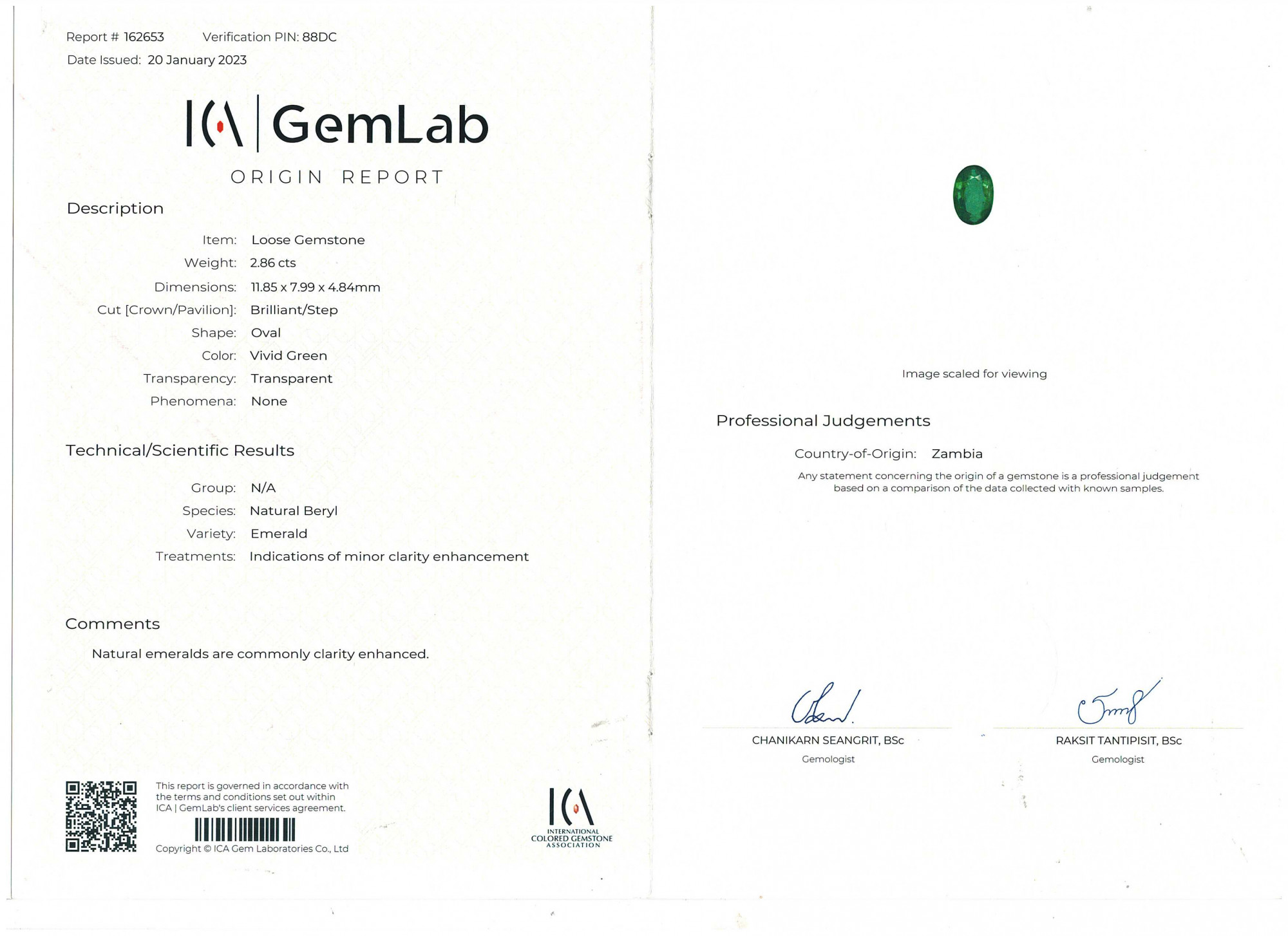 Minor Oil Emerald - 2.86 Carat