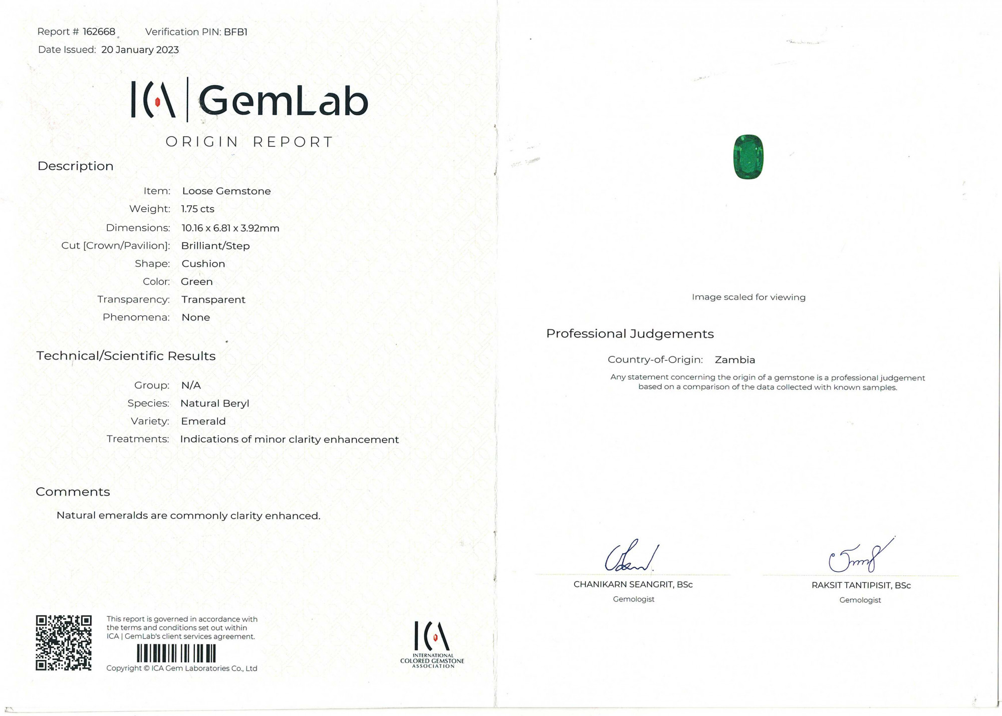 Emerald - 1.75 Carat