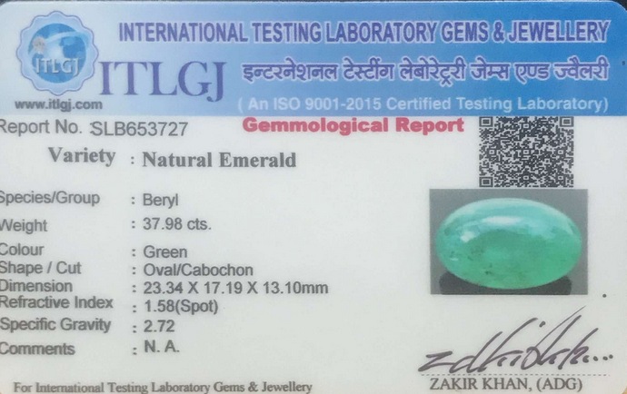 Emerald Cabochon - 37.98 Carat