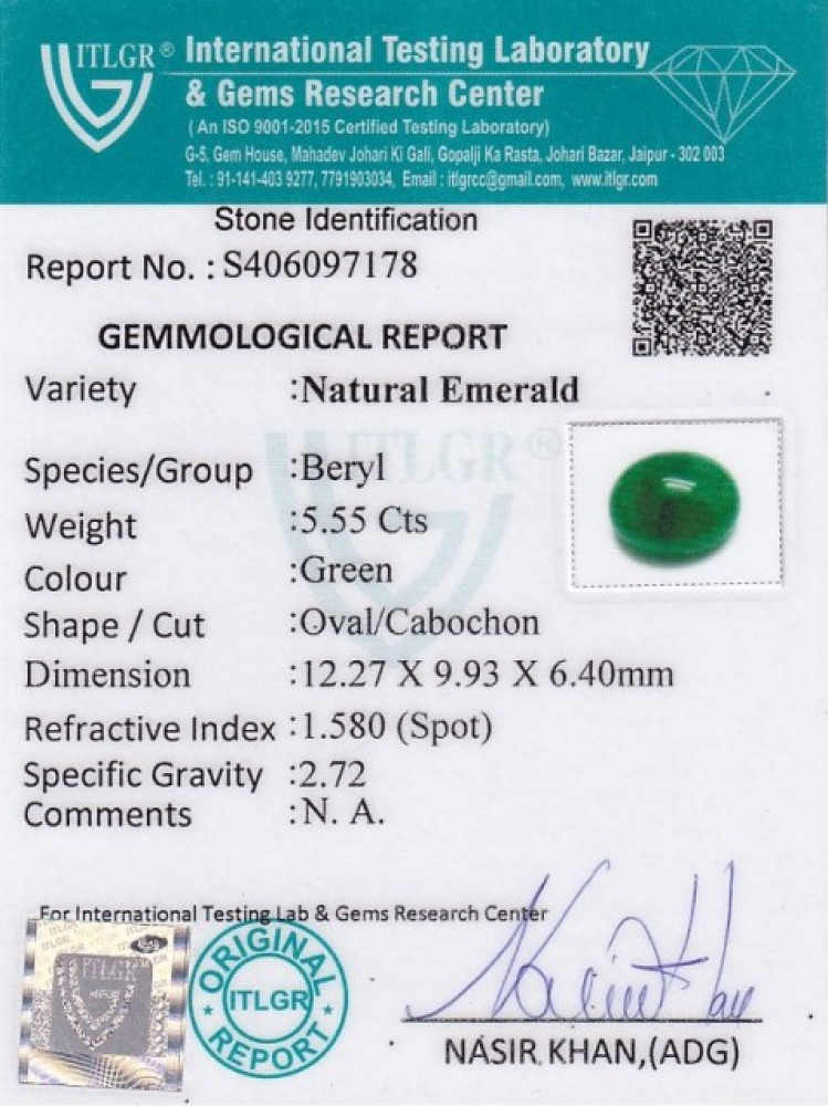 Emerald Cabochon  - 5.55 Carat