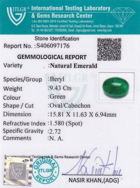 Emerald Cabochon - 9.43 Carat