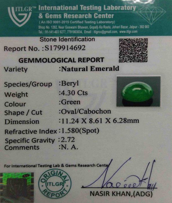 Emerald Cabochon - 4.30 Carat