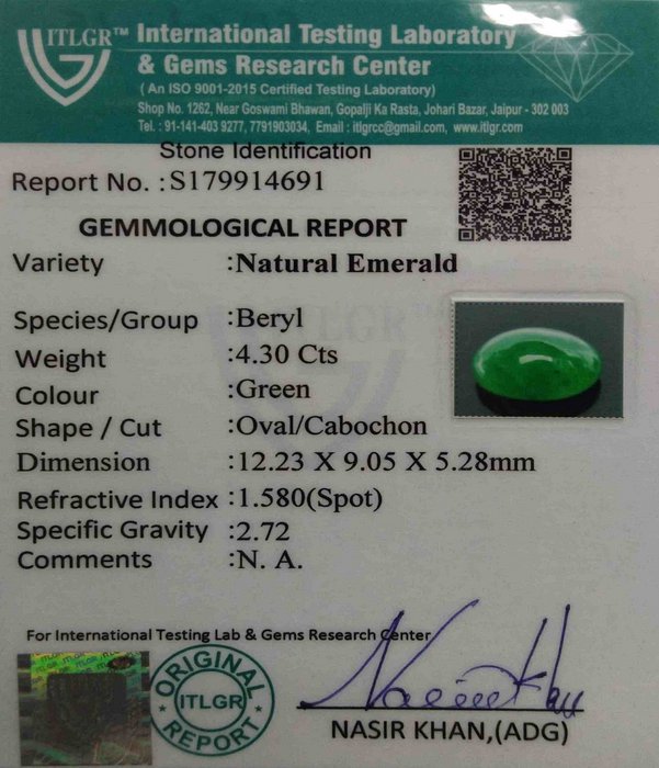 Emerald Cabochon - 4.30 Carat