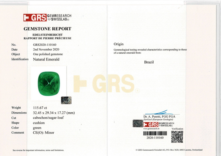 Emerald Cabochon - 115.66 Carat