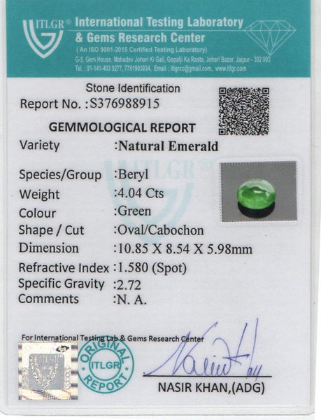 Emerald Cab - 4.04 Carat