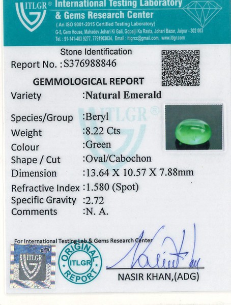 Emerald Cab - 8.22 Carat