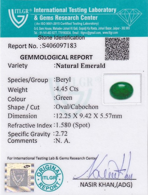 Emerald Cab - 4.45 Carat