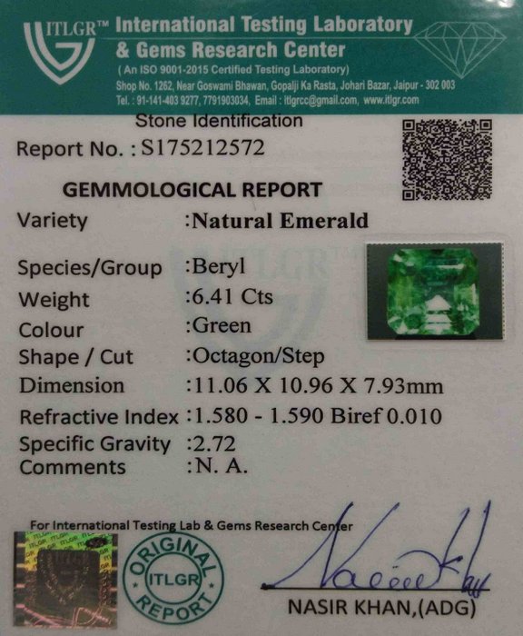 Emerald Colombia - 6.41 Carat