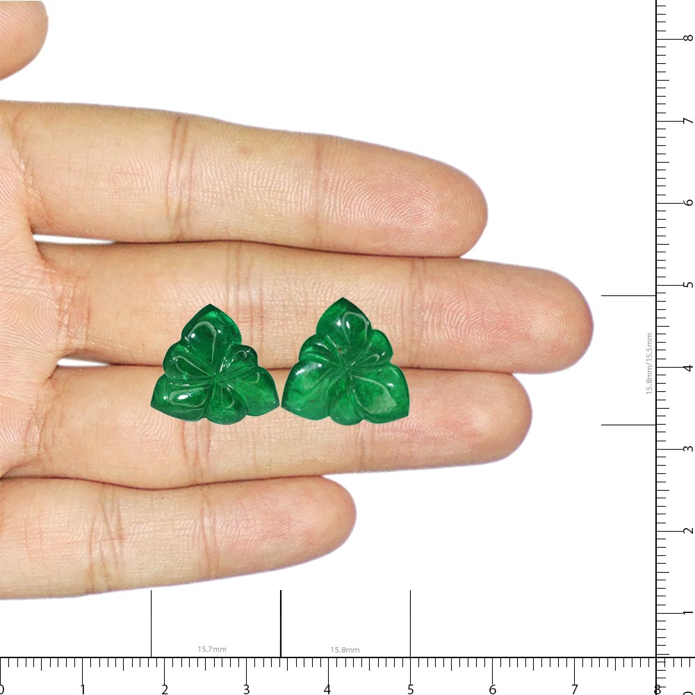 Emerald Carving Pair - 16.35 Carat