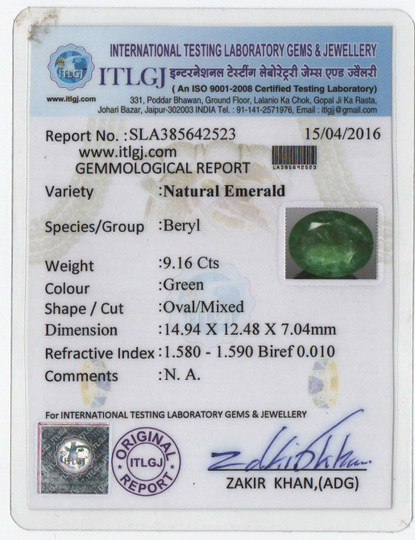 Emerald - 9.16 Carat